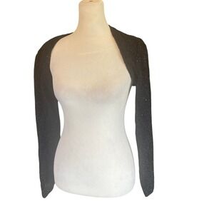 VTG J.R. Nites Womens Y2K Whimsigoth Black Sparkly Metallic Shrug Bolero  Size 8